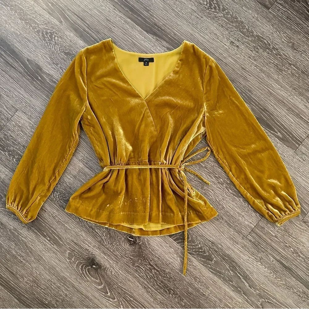 J. Crew faux velvet wrap blouse